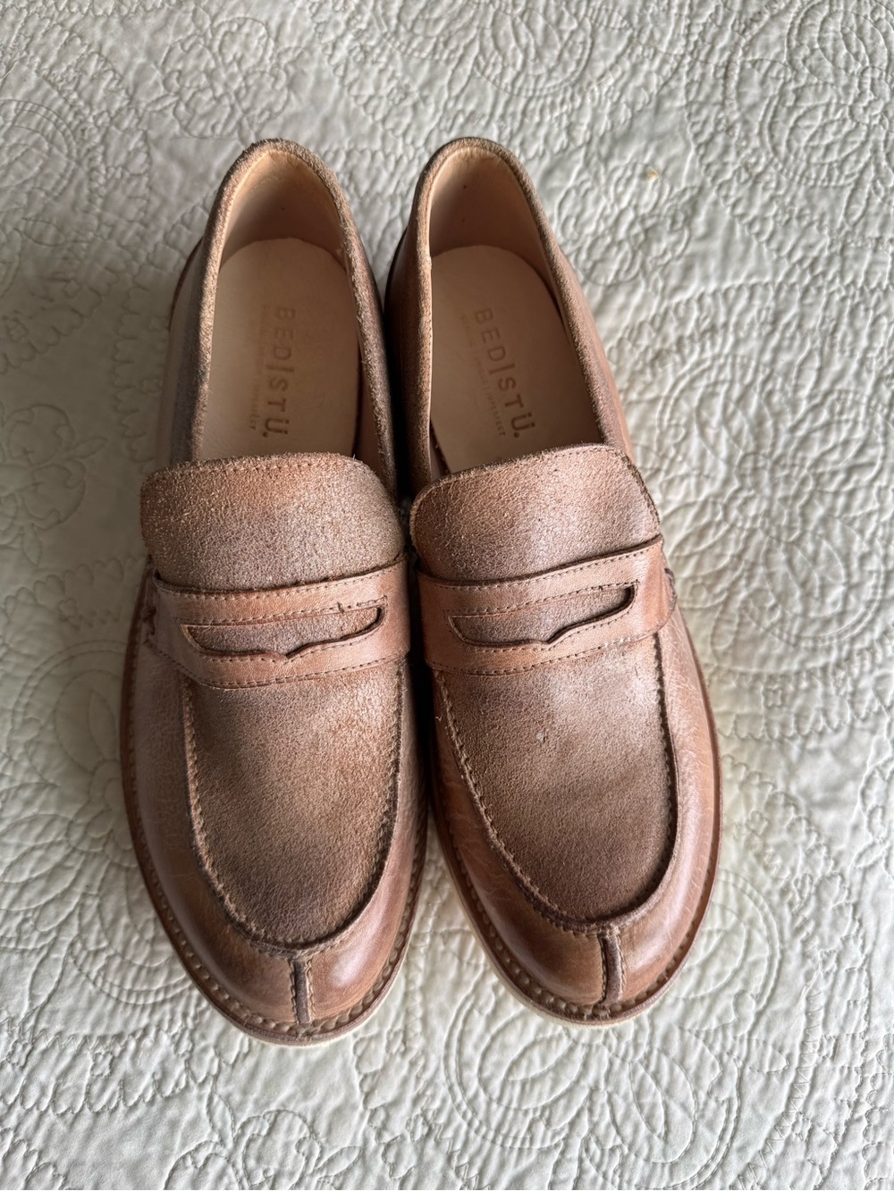 BED|STU Tan Leather Penny Loafer with White Lug Sole - Picture 2 of 7